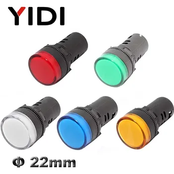 AD16-22 22mm en Plastique Voyant 12V 24V 220V témoin LED Rouge Vert Bleu Blanc Jaune de Signal LED Lampe Lumière