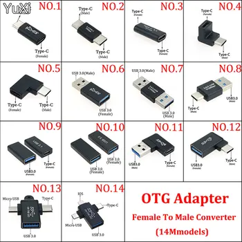 Adaptateur OTG USB 3.1 de Type C Femelle Vers USB 3.0 Mâle Convertisseur de 10 gbit / s de Type C d'USB 3.0 de 90 Degrés Angle Pour USB OTG Connecteur