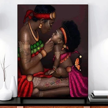 Africaine de la Maman et du Bébé de l'Amour Posters et d'Impressions de Toile à Peindre Mur d'Art de Toile des Photos pour la Chambre à coucher Salle de Séjour de Décoration à la Maison