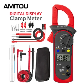 AMITOU ST202 Numérique de Serrage de Mètres Professionnel de la Pince Multimètre AC/DC Voltmètre Ampèremètre Diode Temp Ohm-Testeur pour Électricien