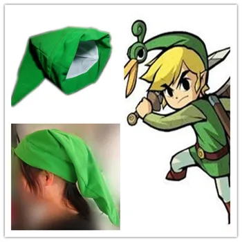 Anime dessin animé Lien Chapeau Cosplay en Peluche de chapeau de Fête Costume Vert Peluche de Chapeau Cap Jouet Cadeaux de Noël Prop