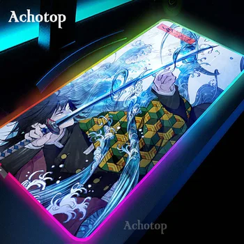 Anime Tueur de Démon tapis de souris tapis de Souris de Jeu de RVB LED Gamer Mat Ordinateur de Bureau Padmouse Clavier Kamado Nezuko Locrkand manga mat