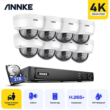 ANNKE 8CH 8MP FHD POE Réseau de Système de Vidéo Surveillance NVR Enregistreur Avec 8MP Dôme Caméras de Sécurité d'Enregistrement Audio 4K, Caméra Ip
