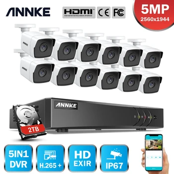 ANNKE H. 265+ 5MP Ultra HD 16CH DVR CCTV Système de Sécurité 12PCS Extérieure 5MP EXIR de Vision de Nuit Caméra de Surveillance Vidéo Kit