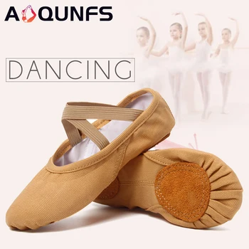 AOQUNFS de Ballet de Filles Chaussures de Toile de Ballet de Danse Chaussons Pour les Femmes, les Enfants Pratiquent Classique Split-Semelle Enfants Adultes à Plat de la Danse