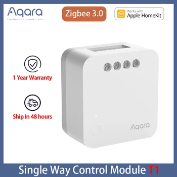 Aqara de Façon Unique Module de Contrôle T1 Zigbee 3.0 sans Fil Contrôleur de Relais 1 Canal Avec/Sans Neutre Travail à Distance avec Apple Homekit