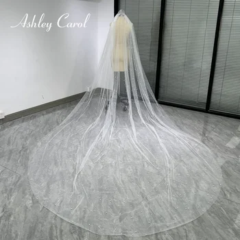 Ashley Carol Personnalisé Voiles de Mariage Avec des Perles custom made longueur
