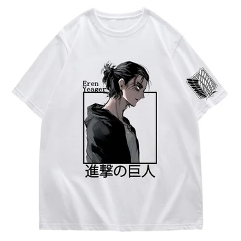 Attaque sur Titan Tshirt Shingeki No Kyojin T Shirts Eren Yeager Imprimer un Tee-shirt de Mikasa Ackerman Tees Femmes Hommes Unisexe Shirt Tops