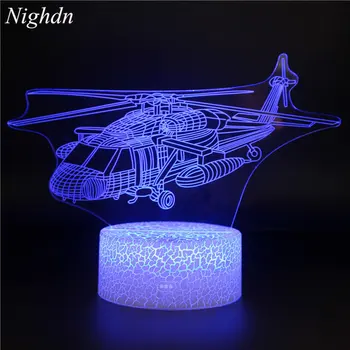 Avion Lumière de Nuit de Plan 3D Illusion de la Lampe 7 Changement de Couleur Tactile LED de Contrôle de la Chasse Jouet pour les Hommes, les Garçons, les Enfants de Noël, Cadeaux d'Anniversaire