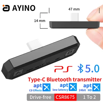 AYINO MR285 Bluetooth 5.0 sans Fil Transmetteur Audio APTX HD/LL USB de Type C émetteur-Récepteur Adaptateur Pour Nintendo Switch Lite PS4 TV