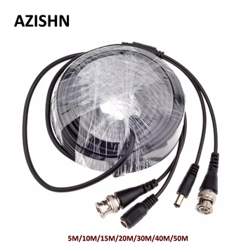 AZISHN CCTV BNC Alimentation/vidéo Câble de 5M/10M/15M/20M/30M/40M/50M CCTV Câble de Sortie Vidéo prise DC Câble pour AHD/caméra cctv Analogique