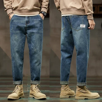 Baggy Jeans Hommes Sarouel Loose Fit Large Patte De Vêtements Vintage Casual Male Pantalon Denim Streetwear Patché Poches HipHop Kpop