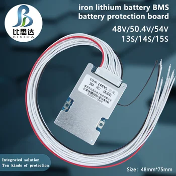 Bisida BMS Batterie d'ion de lithium de 13 ans/48V 14S/50.4 V 15 S/54V Commune de Port 18650 Batterie avec l'équilibre NTC pour l'E-Vélo,Batterie Solaire