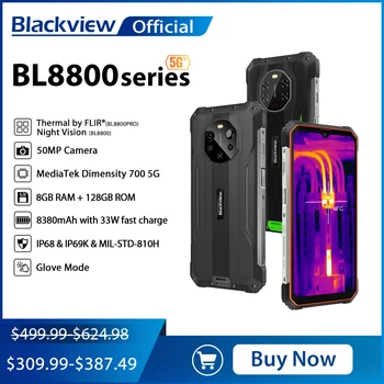 Blackview BL8800 Pro Caméra Thermique FLIR® Phone, BL8800 de Vision de Nuit Smartphone Robuste de 8 go+128GO 8380mAh Version internationale