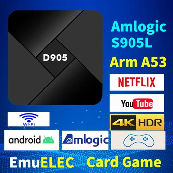 Boîte de Smart TV de Android7.1 D905 Amlogic S905L 2.4 GWifi 4K de Netflix, Youtube Media Player Set Top Box Support pour EMUELEC Jeux de Cartes