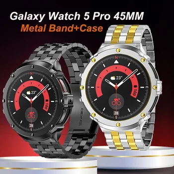 Boîtier métal+Bracelet en Acier Inoxydable Pour Samsung Galaxy Watch 5Pro 45MM Kit de Modification DIY Bracelet de montre Correa Pour Samsung Regarder 5Pro