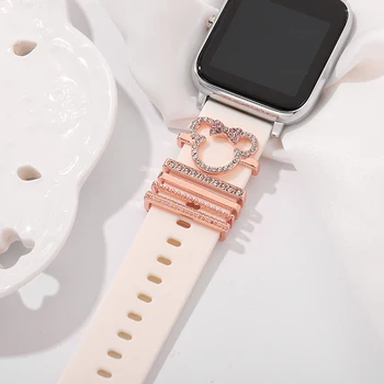 Bracelet Décoratif Charme Anneau Ensembles pour l'Apple Watch dessin animé Mignon Animal Charmes de Bijoux Stud pour Iwatch de Silicone de Bracelet de Charme