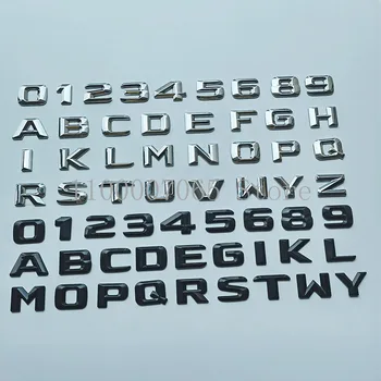 BRICOLAGE 2015 Sharp Lettres Chiffres 0-9 A-Z ABS Emblème pour Mercedes Benz Série Complète Coffre de Voiture Plaque Logo Autocollant Chrome Noir