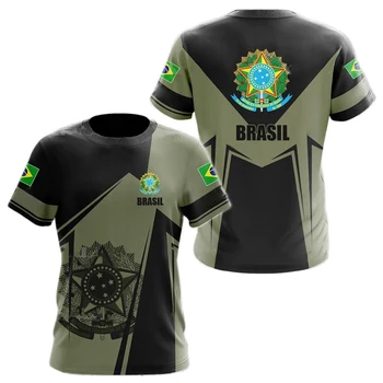 Brésil Maillot de l'Été Hommes de l'Équipe de Football Shirts O-Cou Décontracté à Manches Courtes T-Shirt de Football Brésilien Sélection de Tops Streetwear