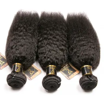 Brésilien Bundles Kinky Straight Cheveux Humains 8a d'Origine Humaine Cheveux Yaki Droite des Faisceaux Sur la Vente de la Couleur Naturelle Épais Faisceaux