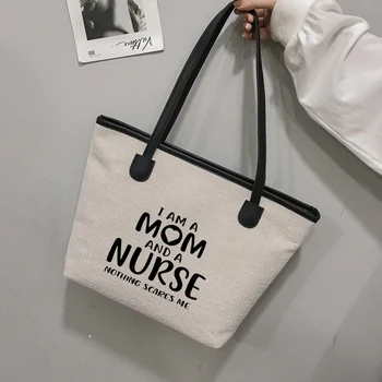 Cadeau pour Maman Infirmière Tote Bag de Drôle Imprimé Femmes sac à main Sac de Plage en Toile
