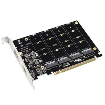 Carte adaptateur 4 Port M. 2 SSD NVME De PCIE X16 M2 SSD Adaptateur Convertisseur Carte Pour M. 2 PCI-Express SSD/M. 2 NVME PC PCI-E adaptateur m2