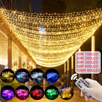 Chaîne de LED les Lumières de Fées 10M-100M de la Chaîne d'Extérieur Guirlande Étanche 220V 110V pour la Fête de Mariage d'Arbre de Noël, la Décoration de Ramadan