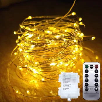 Chaîne de LED Lumières de Contrôle à Distance de Cuivre de Fil, Alimenté par Batterie, 8 Mode en plein air de Fée Guirlande de Noël, Nouvelle Année, la Décoration de Feston