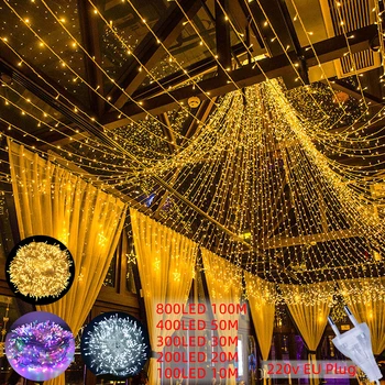 Chaîne de Lumières Intérieur/Extérieur 10-100 LED Guirlande de Noël Imperméable à l'eau de Fée de la Lumière Pour le mois de Ramadan à la Maison du Parti de Mariage Décor de Jardin