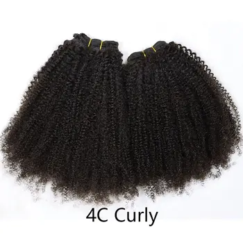 Cheveux brésiliens 1Pcs 4C Afro Kinky Curly Cheveux la Couleur Naturelle de l'Homme Remy Trame de Cheveux Extension de 10 26pouces Vierge, Cheveux Tissage de Faisceaux