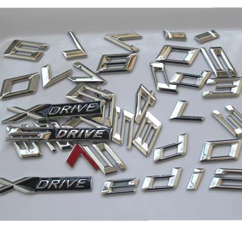 Chrome BRICOLAGE Argent le Nombre de Lettres du Tronc Emblèmes Arrière Badges pour BMW XDrive SDrive 1 2 3 4 5 6 7 8 Série