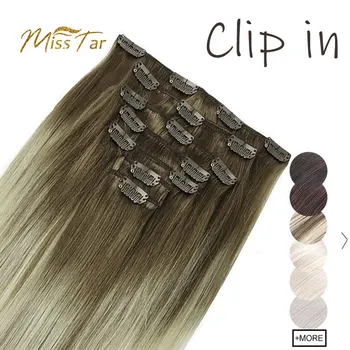 Clip En Extensions de Cheveux de Cheveux Humains Clip de 120G de 7pcs/Set Machine Faite en Pleine Tête Remy Soyeux Naturel Balayage à Clip Cheveux