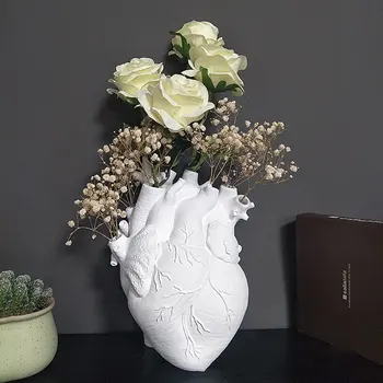 Coeur Blanc En Céramique Vase De Fleurs Des Vases De Décoration De La Plante D'Un Pot De Fleurs Moderne De L'Amour En Fleur De Mur De Décoration De Vase Pour La Maison De Cadeau De Mariage