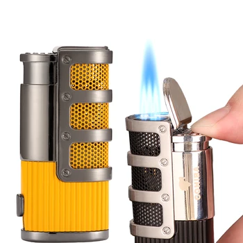 COHIBA plus Léger Éclairage Cigare Outil en Métal 3 Torche à Gaz Rechargeables Briquets de Fumer Accessoires Butane Jet d'allume-Feu