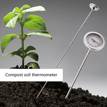 Compost de jardin Sol Testeur de Compteur de la Sonde de Mesure en Acier Inox Thermomètre de surveillance de la Température pour la Pelouse du Jardin Pot de l'Outil
