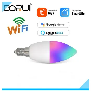CORUI TUYA Smart Dimmable Magie WiFi E14 RGBCW 100-240V Ampoule LED Smart Life Compatible Avec Alexa Google Yandex Alice