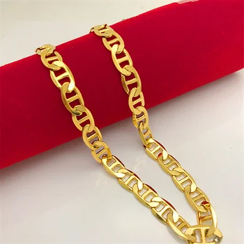 Corée, de l'Or 24K Collier plaqué Or Côté de Collier Pour les Hommes & les Femmes de Bijoux de Cadeau de 8MM50CM