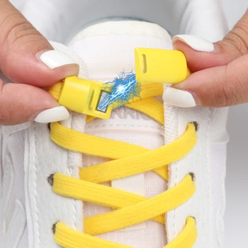 Coton Élastique Lacets Baskets Magnétique de Verrouillage lacets de Chaussures sans liens les Enfants Adultes Plat Épais Pas Attacher ses Lacets pour Chaussures Accessoires