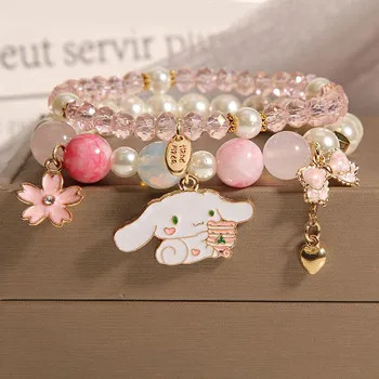 Creative Sanrio Cinnamoroll Cristal de Bracelet de Filles Douce Bracelet de Perles de Cinnamoroll Kitty Bracelet saint Valentin Cadeau