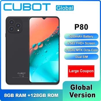 Cubot P80 6.583' FHD+ Écran de Smartphone 8GB de RAM+256 go de ROM Android 13 48MP Appareil NFC 5200mAh Batterie 2023 Version internationale