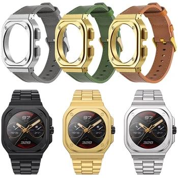Cuir véritable Modifié Bracelet de Montre en Métal d'Acier Inoxydable Pour Huawei GT Cyber Cas Pour GT Cyber-bracelets de montre des Accessoires de mode