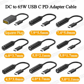 DC USB Type C PD 65W Charge Rapide Câble Adaptateur Convertisseur de Type C PD Power Jack Connector pour MacBook Lenovo, Samsung, Huawei