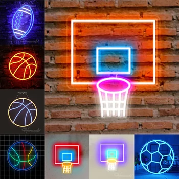 De basket-ball de Néon Lumière de Basket-Ball de Football Décoration CONDUIT Lampe USB Plug pour Salle de jeux Boutique de Formation Partie Cadeau