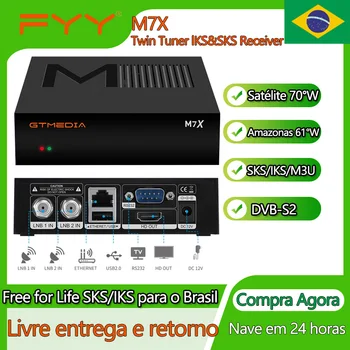 De nouveaux systèmes de SAVOIRS autochtones/M3U/CS Tuner GTmedia M7X DVB-S2 Récepteur de TÉLÉVISION par Satellite 2.4 G WiFi 1080P HD Décodeur pour le Brésil Une Étoile C4/D2 à 70°W