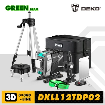 DEKO Nouveau DKLL12tdP02 Série De 12 Lignes 3D Laser Vert Niveau Horizontal et Vertical de la Croix Lignes Auto-Nivellement de Haute Précision