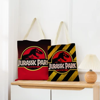 Dessin Animé Jurassic Park Dinosaure Modèle Éco De Marché Sac Shopping Impression Recto Verso Linge De Sac À Main Pliable En Faciliter Le Rangement Fourre-Tout