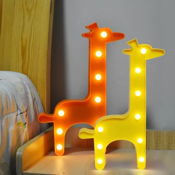 Dessin animé Mignon Girafe Lumière de Nuit de LED Animal Lampes de Table de Puissance de la Batterie de la Marquise Signe pour les Enfants de Enfants de Chambres à Coucher Pépinière