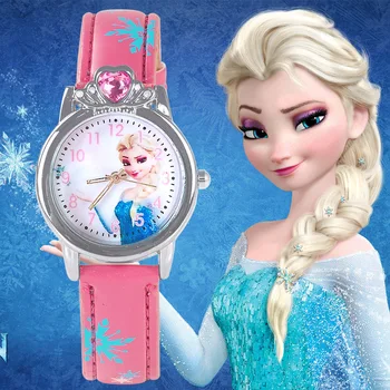 Disney Congelés Elsa Princesse Montres pour enfants Cartoon Anna Princesse Enfants regardent les Enfants de l'Horloge Montres, cadeaux d'anniversaire