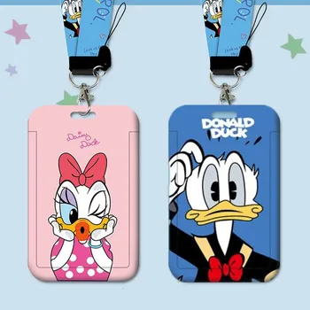Disney Donald Duck ID Titulaire de la Carte pour les Filles Classique de Personnages de dessins animés Daisy Étudiant Portable Campus Card Cas avec Trousseau