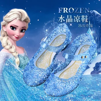 Disney frozen 2 filles princesse sandales enfants bébé sandales de pluie, chaussures de cristal elsa d'automne chaussures de